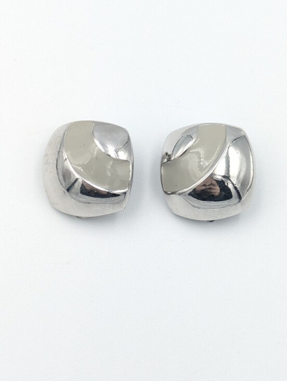 Vintage signed D'orlan silver tone and enamel clip on earrings